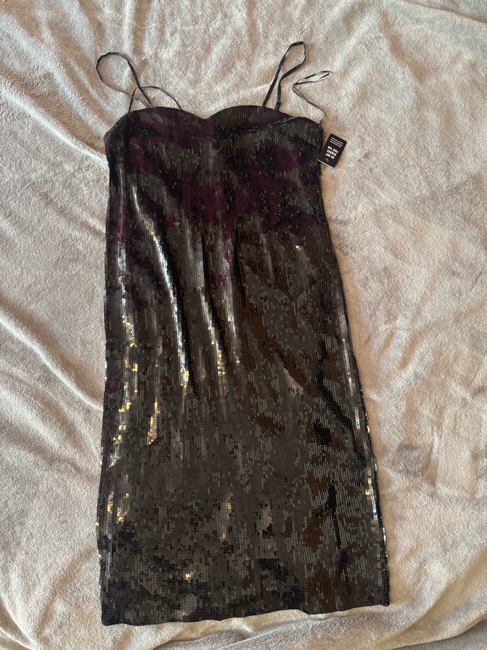 Express Black Sequin Strapless Midi Dress